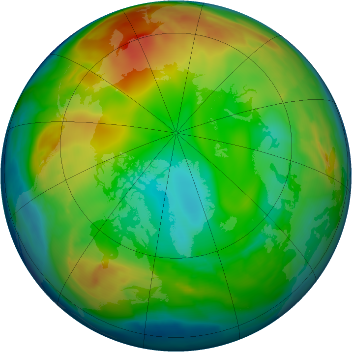 Arctic ozone map for 07 January 2011